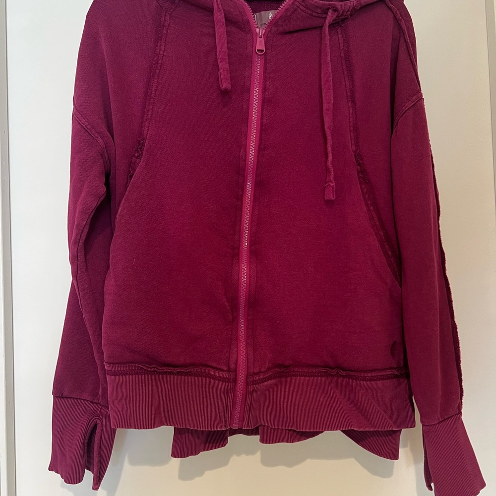 Free People Burgundy Hoodie Sweater